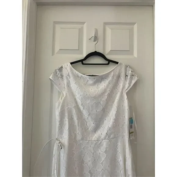 Black Label by Evan-Picone white Lace Dress size 14 New - Picture 4 of 11